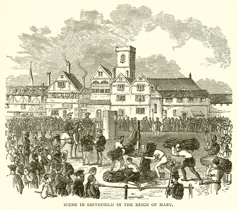 Scène in Smithfield tijdens het Regeer van Maria door English School