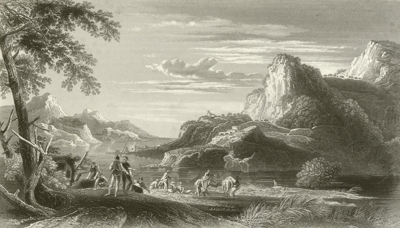 Scène aan de Middellandse Zee (tijd van de kruistochten) door English School