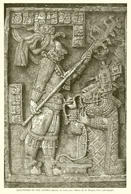 Beelden van de Azteken - Latei in Lorillard (gravure) door English School