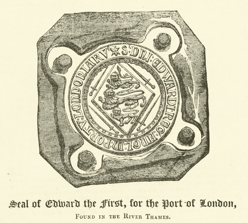 Zegel van Edward de Eerste, voor de haven van Londen, gevonden in de rivier de Theems door English School