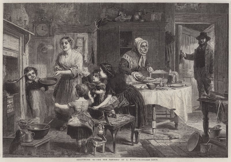 Vastenavond, het gooien van de pannenkoek door English School