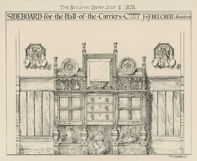 Dressoir voor de hal van de Curriers Company door English School