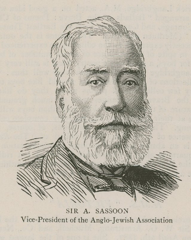 Sir A Sassoon, Vicevoorzitter van de Anglo-Joodse Vereniging door English School