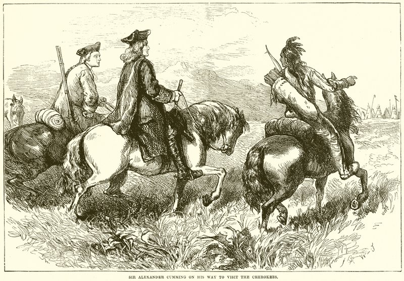 Sir Alexander Cumming op weg om de Cherokees te bezoeken door English School