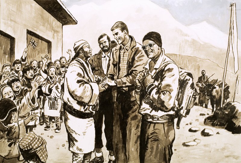 Sir Edmund Hillary bezoekt Nepal opnieuw in 1963 door English School