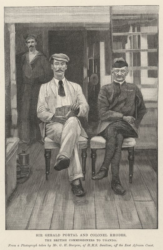 Sir Gerald Portal en kolonel Rhodes, de Britse commissarissen naar Oeganda door English School