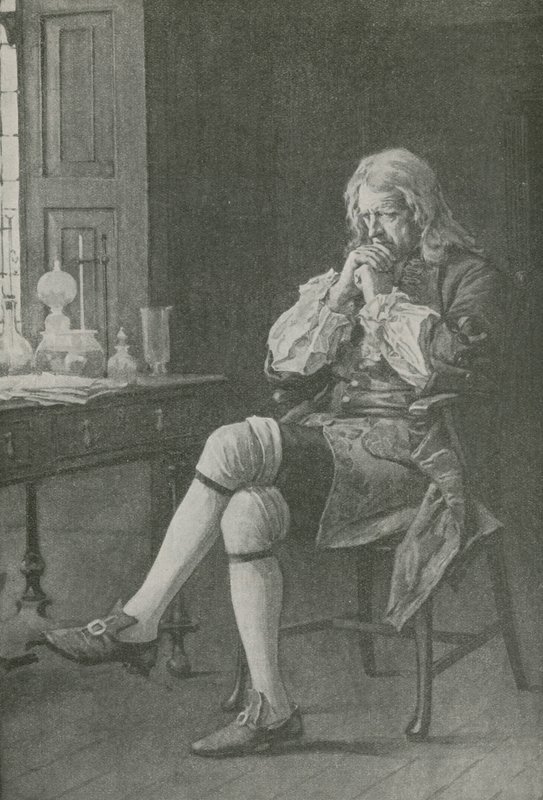 Sir Isaac Newton zit te dromen door English School