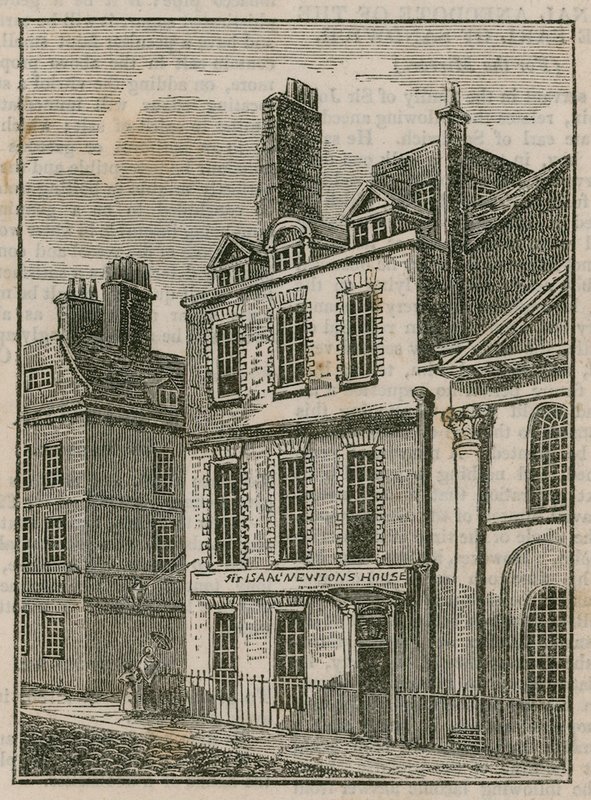 Het huis van Sir Isaac Newton, St Martins Street, Leicester Square, Londen door English School