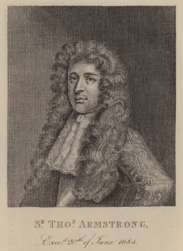 Sir Thomas Armstrong, Engels soldaat en politicus (gravure) door English School