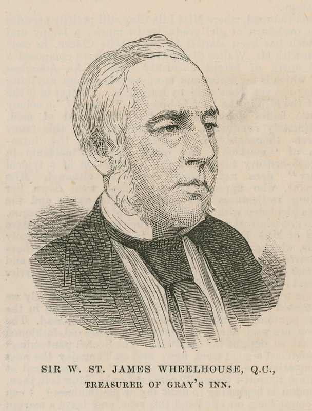 Sir W St James Wheelhouse, penningmeester van Grays Inn door English School