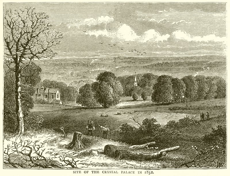 Locatie van het Crystal Palace in 1852 door English School