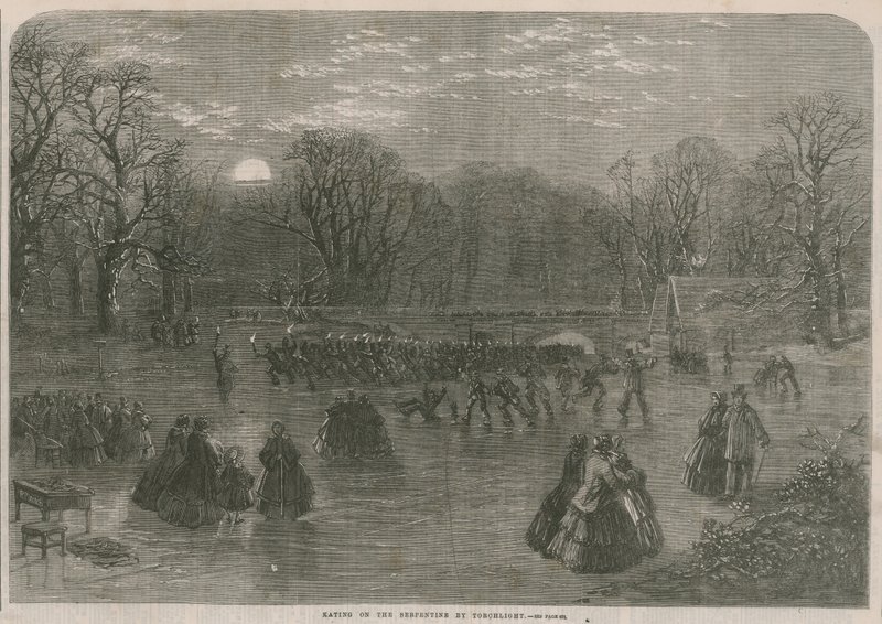 Schaatsen op de Serpentine bij fakkellicht door English School