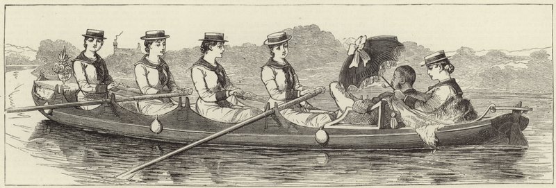 Schetsen vanaf een stoomboot bij Henley Regatta door English School