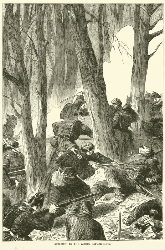 Schermutseling in het bos voor Metz, september 1870 door English School