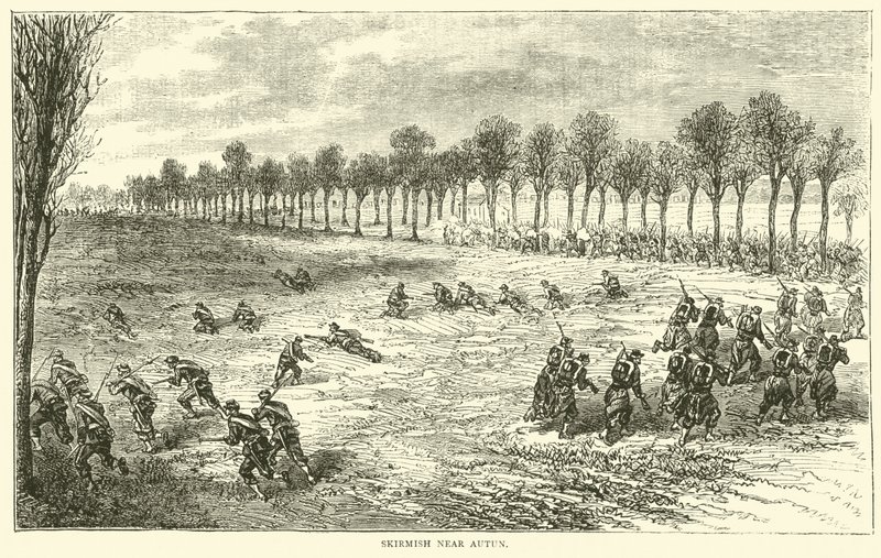 Schermutseling nabij Autun, december 1870 door English School