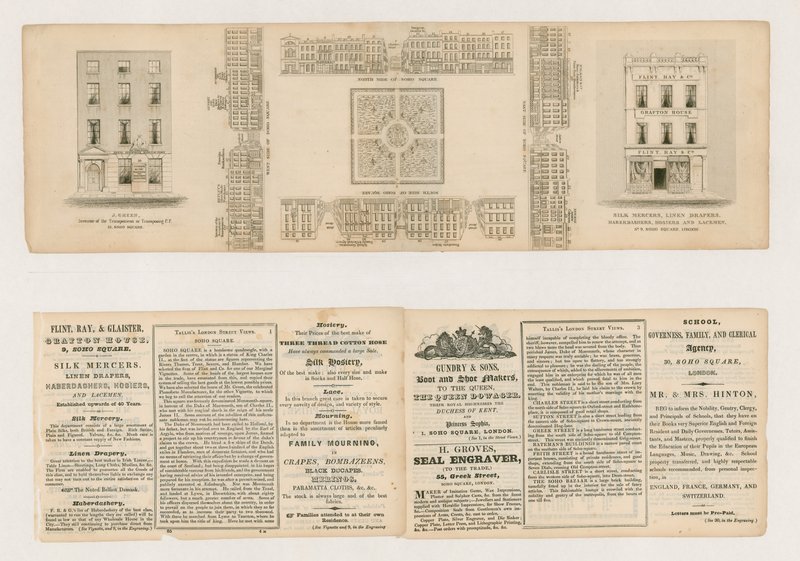 Soho Square, Talliss London Street Views, circa 1838 door English School
