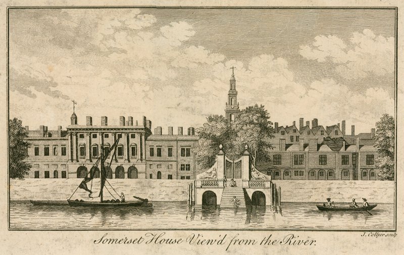 Somerset House, The Strand, Londen, gezien vanaf de rivier de Theems door English School