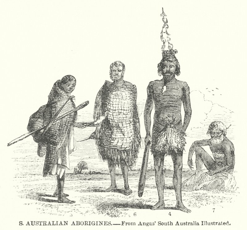 Zuid-Australische aborigines (gravure) door English School