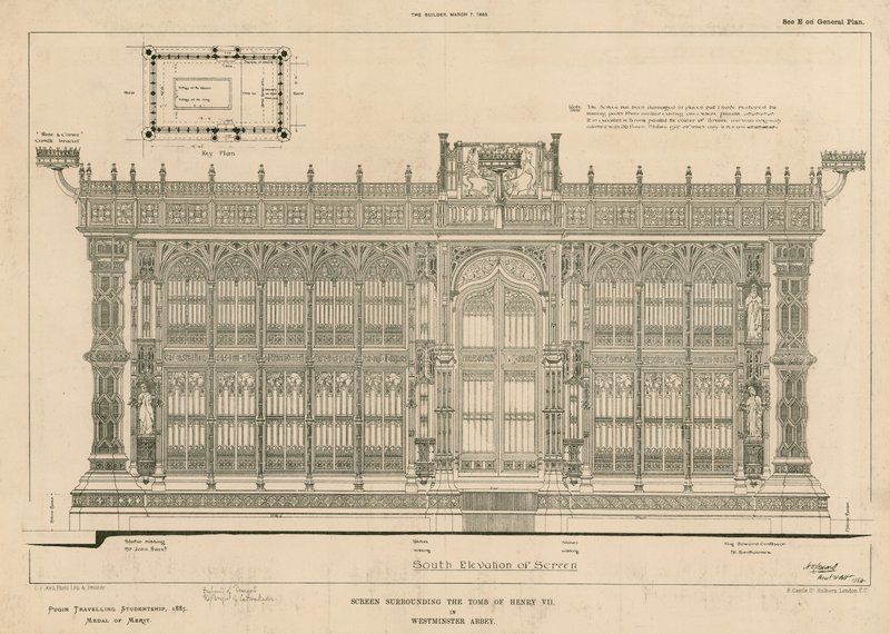 Zuidelijke elevatie van het scherm rondom het Graf van Koning Henry VII door English School