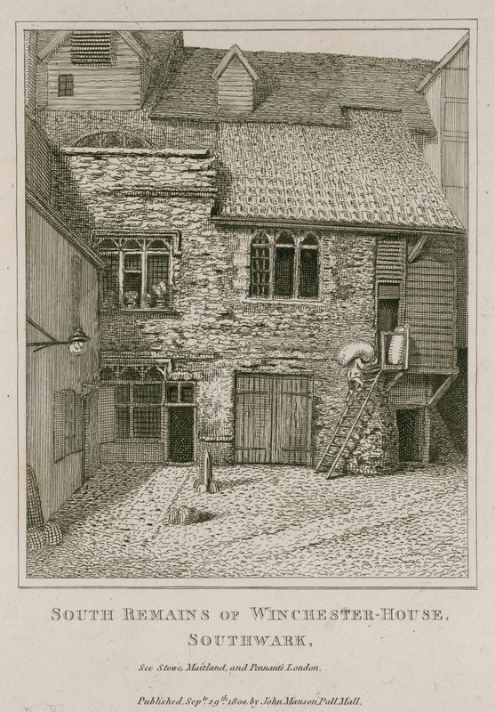Zuidelijke overblijfselen van Winchester House, Southwark door English School