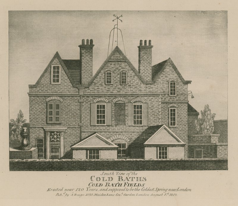 Zuidelijk uitzicht op de Cold Baths, Cold Bath Fields door English School