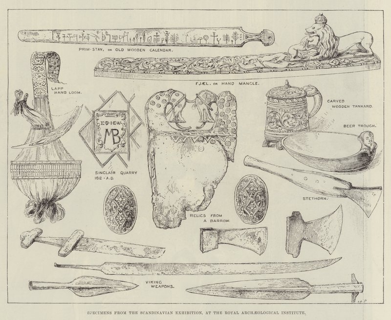 Specimens van de Scandinavische Tentoonstelling, in het Koninklijk Archeologisch Instituut door English School