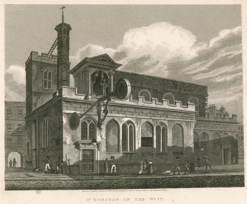St Dunstan in the West; St Dunstans Kerk, Fleet Street, Londen door English School