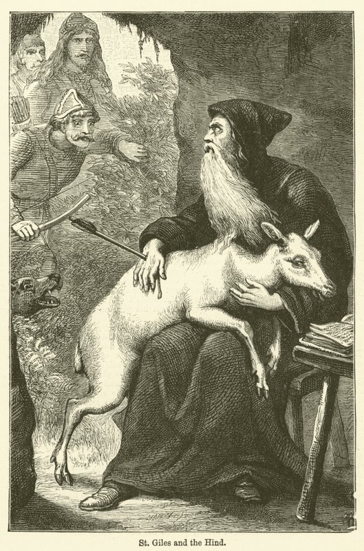 St Giles en de Hind (gravure) door English School
