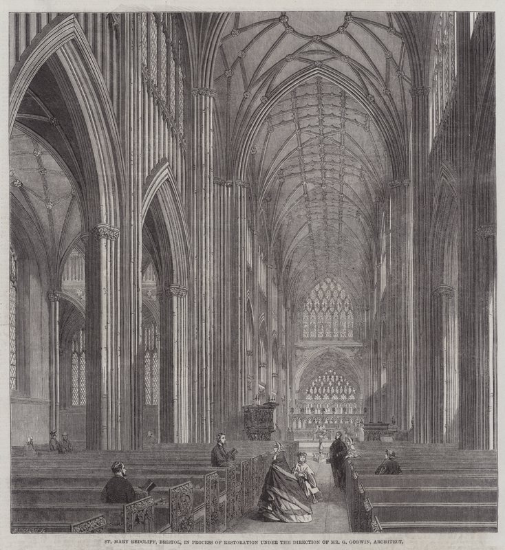 St Mary Redcliff, Bristol, in Restauratie onder de Leiding van Mr G Godwin, Architect door English School