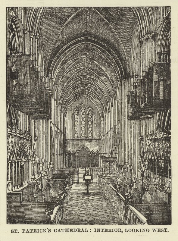St Patricks-kathedraal, interieur, kijkend naar het westen door English School