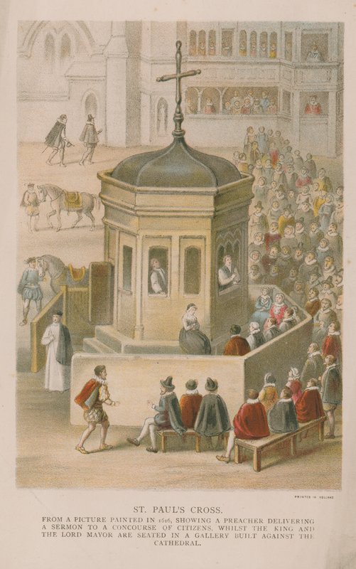 St. Pauls Cross van een schilderij uit 1616 door English School