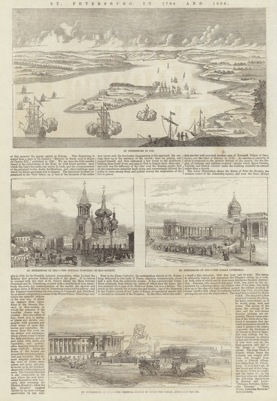 Sint-Petersburg in 1706 en 1856 door English School
