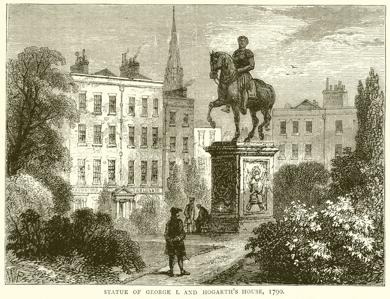 Standbeeld van George I. en Hogarths Huis door English School