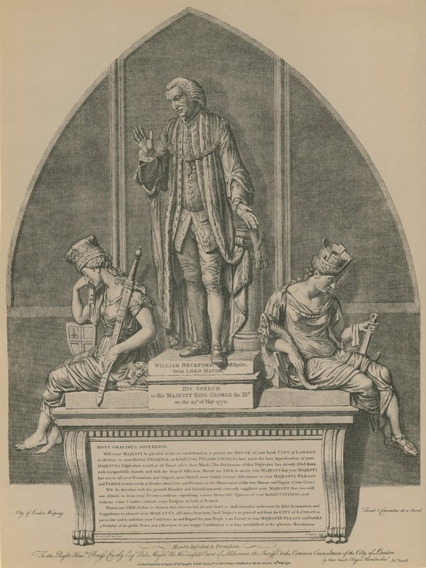 Standbeeld van William Beckford in Guildhall, Londen door English School