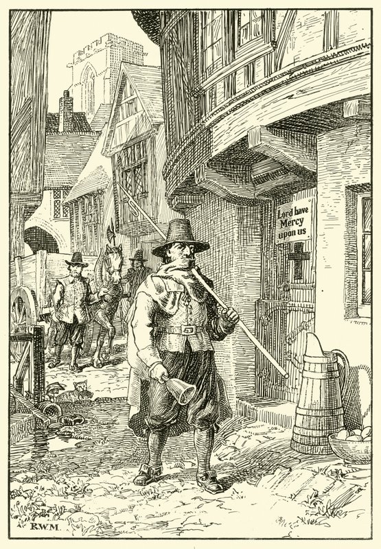 Straatscène tijdens de Grote Pest door English School