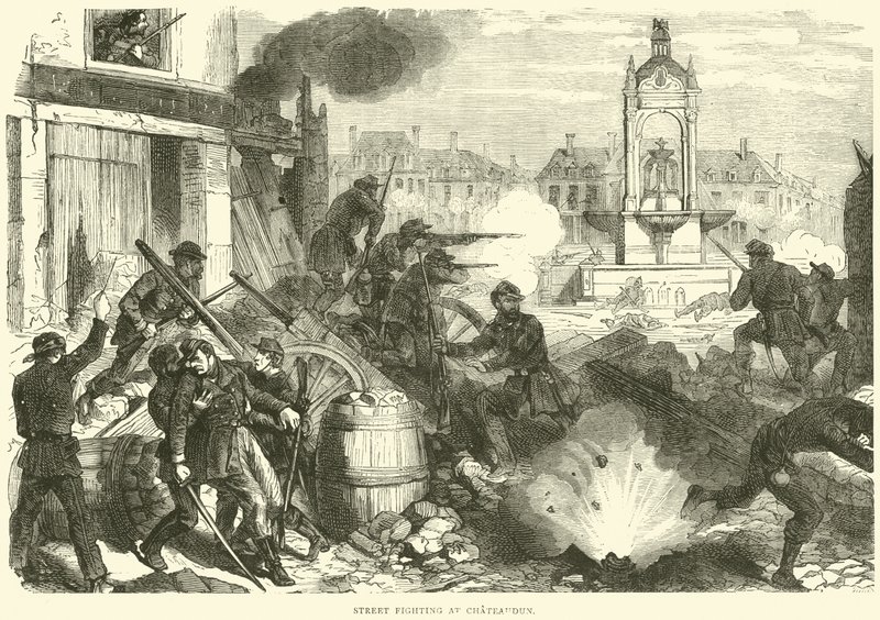 Straatgevechten in Chateaudun, oktober 1870 door English School