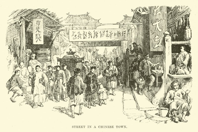 Straat in een Chinese Stad door English School