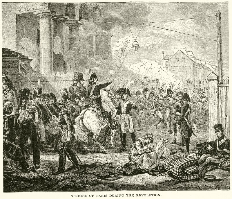 Straten van Parijs tijdens de revolutie door English School
