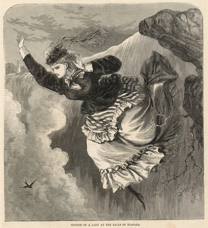 Zelfmoord van een dame bij de watervallen van Niagara door English School
