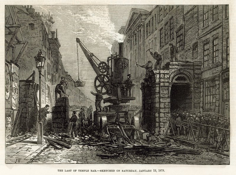 Temple Bar, Londen. Sloop, 12 januari 1878 door English School