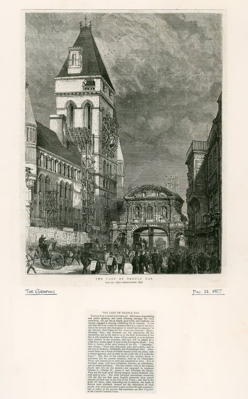 Temple Bar, Londen. Sloop, 1877 door English School
