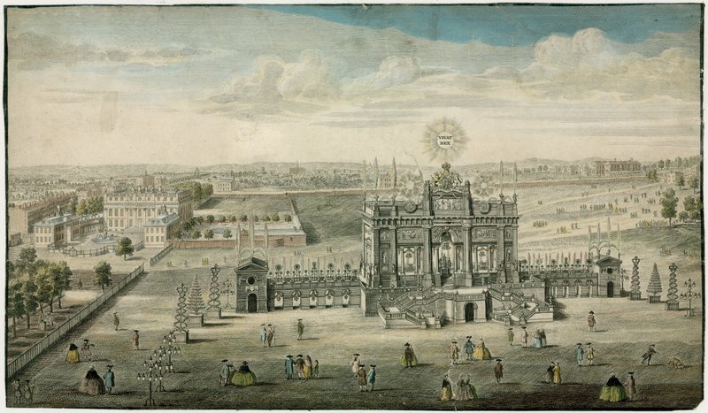 Tempel ter ere van de Vrede van Aken 1749 door English School