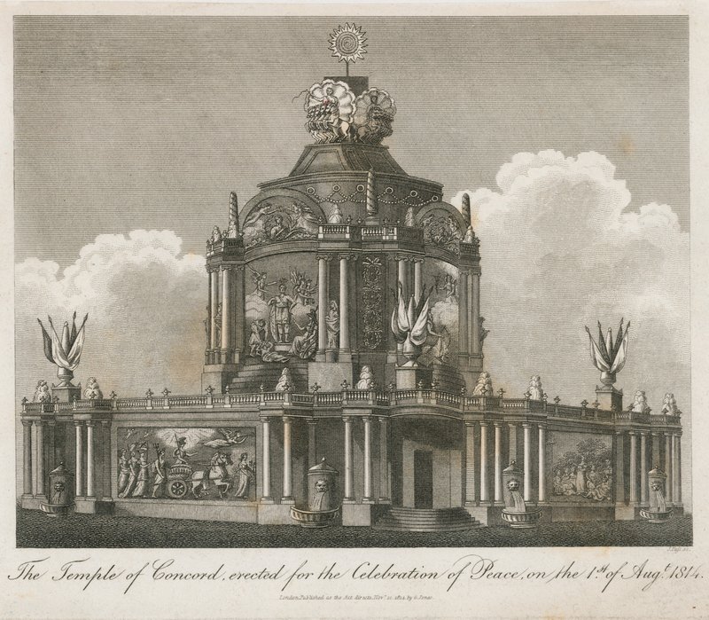 Tempel van Concord opgericht voor de Vrede van 1814 door English School