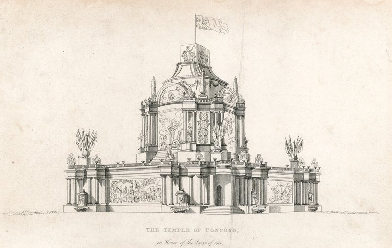 Tempel van Concord voor de Vrede van 1814 door English School