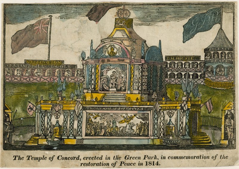 Tempel van Concord ter viering van de Vrede van 1814 door English School