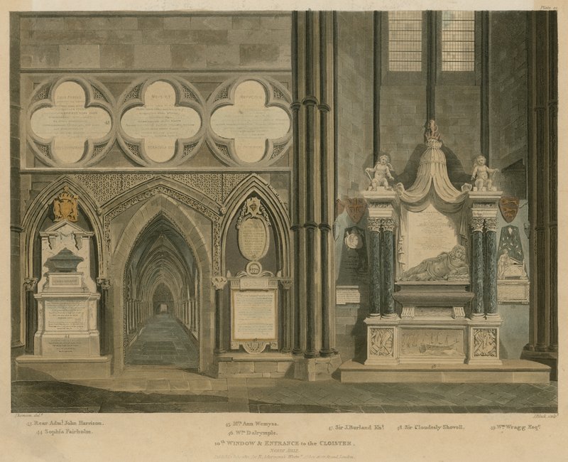 Tiende raam en ingang naar de Klooster, Noordelijke Zijbeuk, Westminster Abbey, Londen door English School