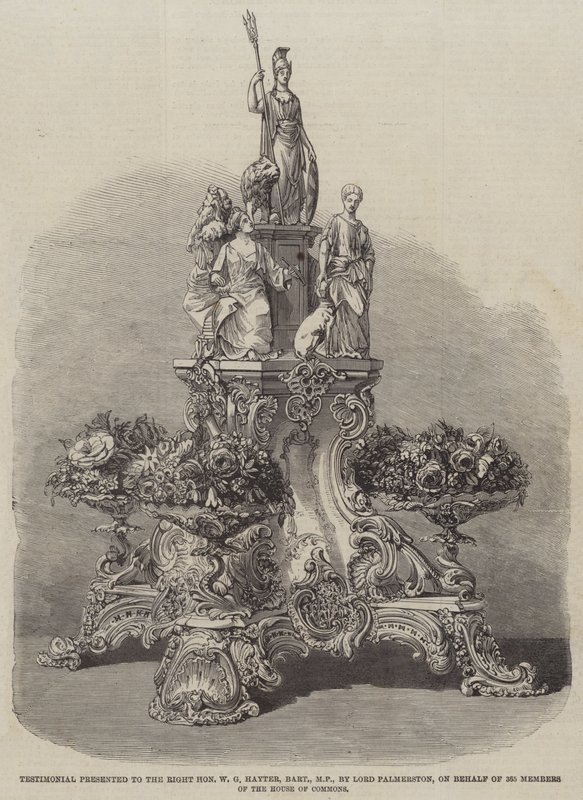 Getuigenis gepresenteerd aan de zeer eerbiedwaardige W G Hayter, baronet, MP, door Lord Palmerston, namens 365 leden van het Lagerhuis door English School