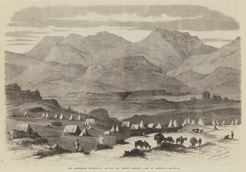 De Abessijnse Expeditie, Kamp van Generaal Sir Robert Napier in Adigerat (gravure) door English School