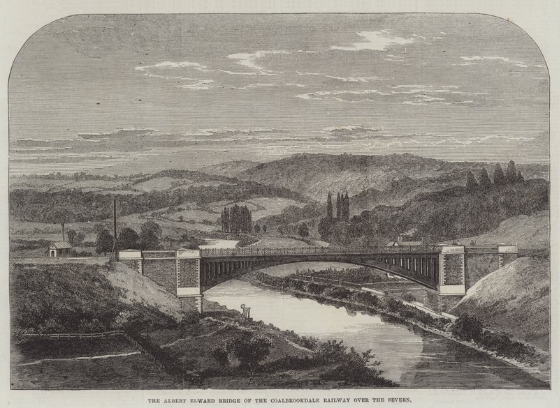 De Albert Edward Brug van de Coalbrookdale Spoorweg over de Severn door English School
