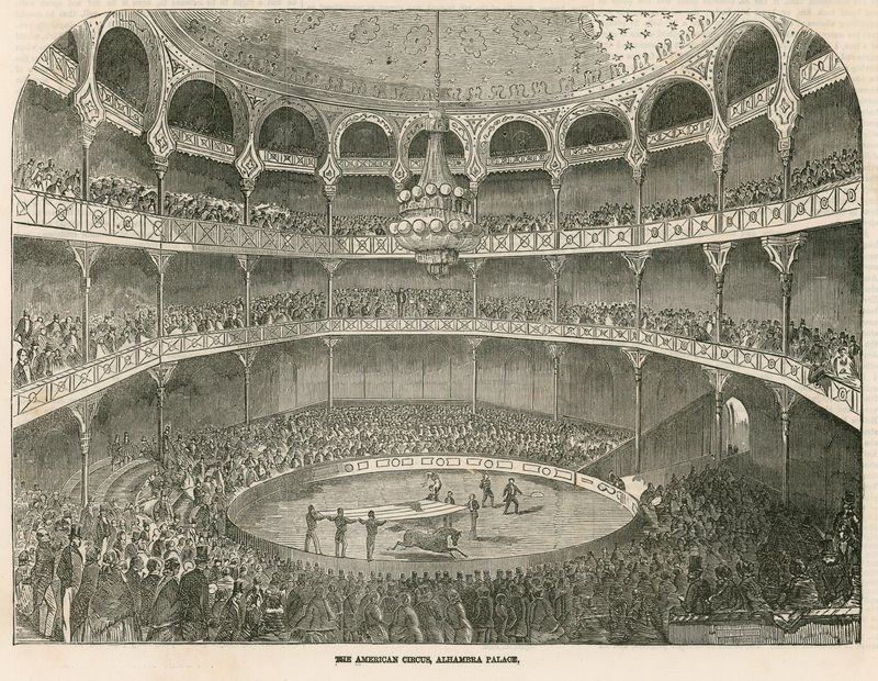 Het Amerikaanse Circus in het Alhambra Palace (Alhambra Theater), Leicester Square, Londen door English School